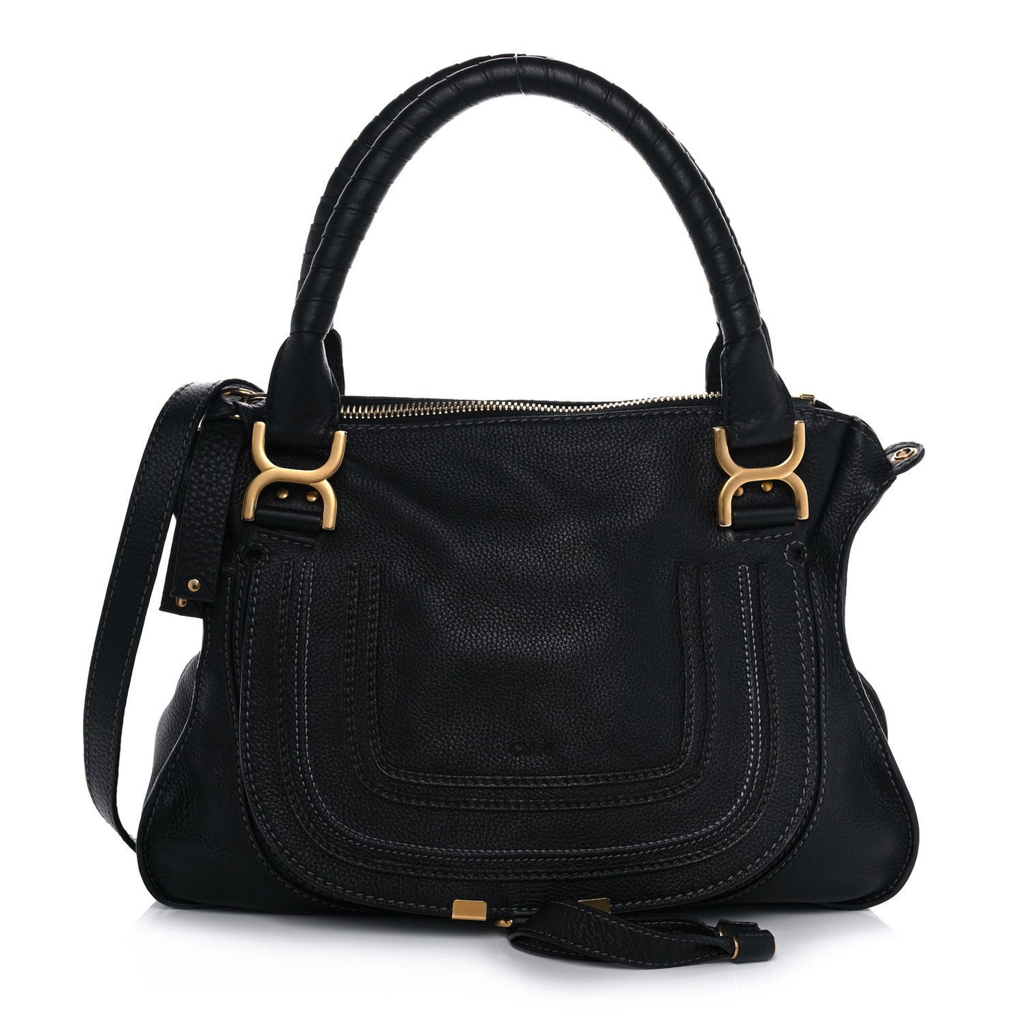 Calfskin Medium Marcie Satchel Black