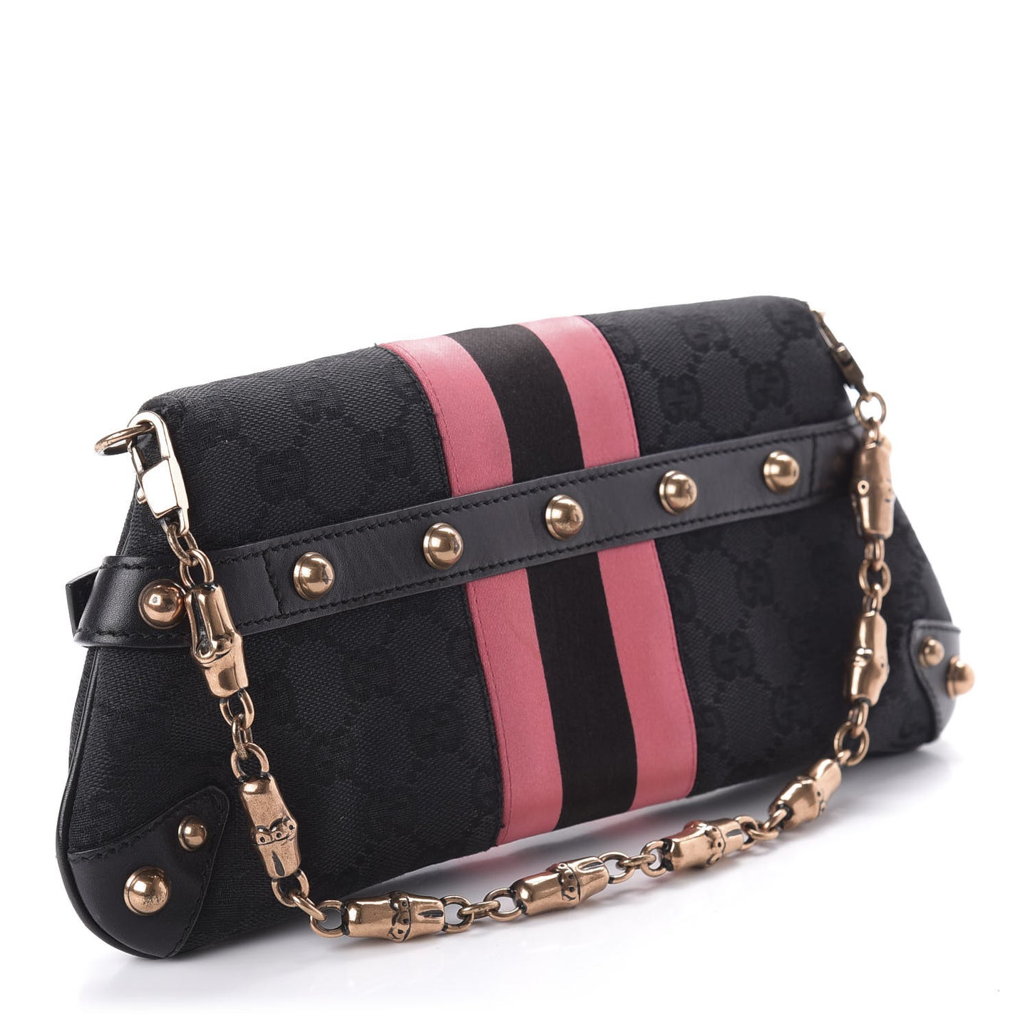 Monogram Horsebit Web Clutch Black