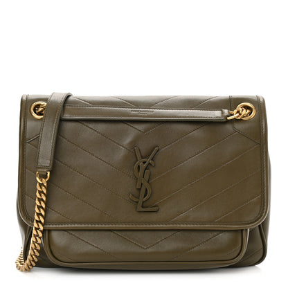 Saint Laurent Lambskin Matelasse Monogram Medium Niki Chain Satchel Seaweed 1 of 9