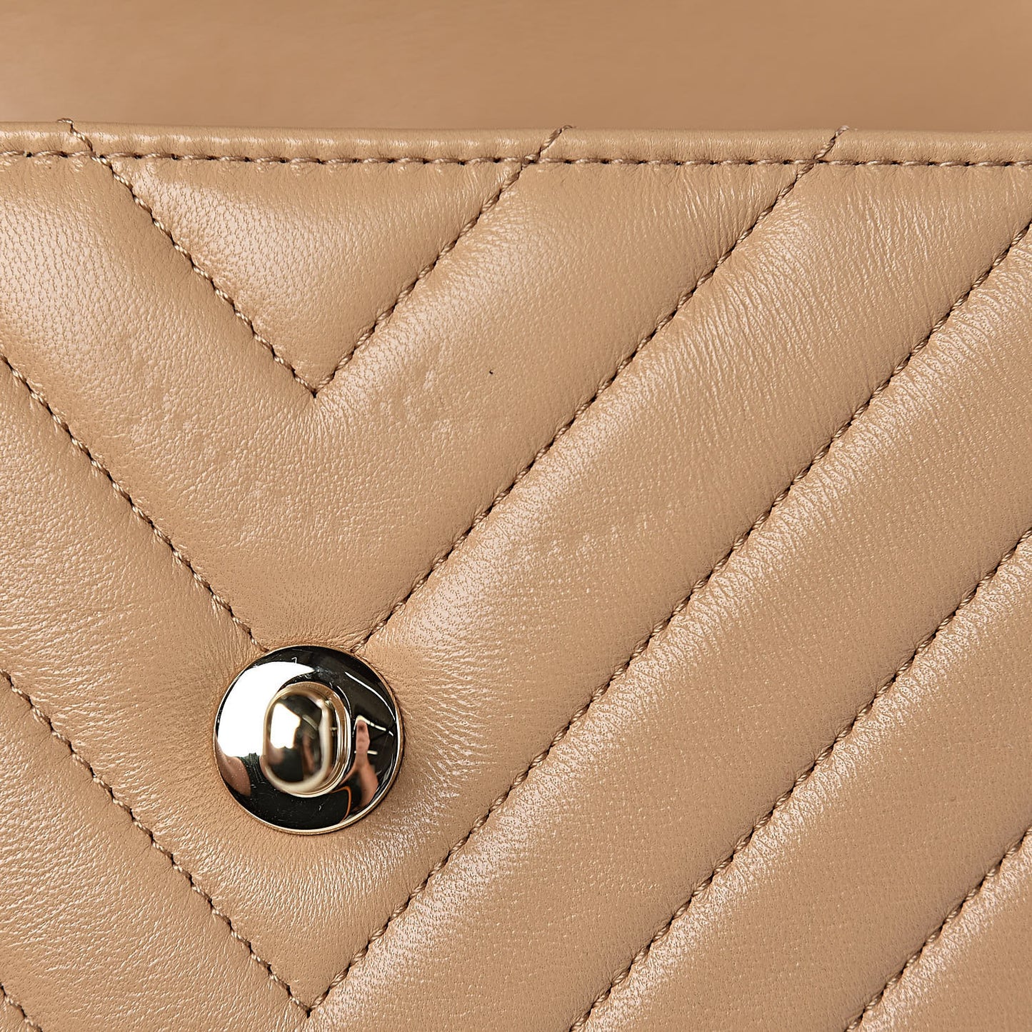 Lambskin Chevron Quilted Small Trendy CC Dual Handle Flap Bag Beige