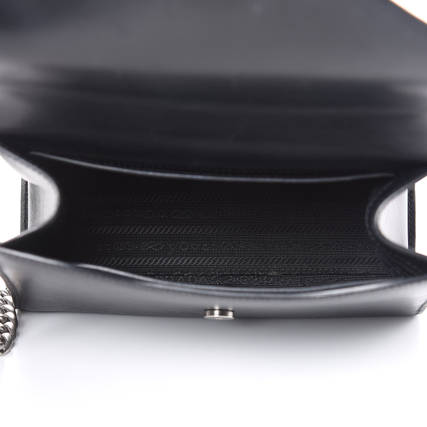 Prada Saffiano Cuir Calfskin Monochrome Envelope Flap Chain Shoulder Bag Black 5 of 18