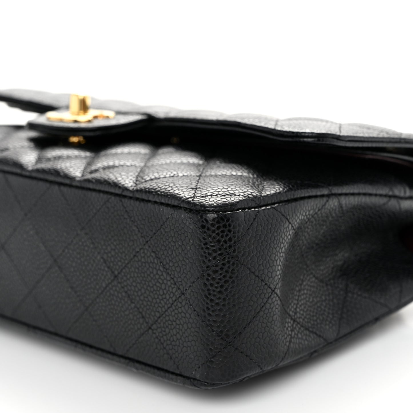 Caviar Quilted Medium Double Flap Black
