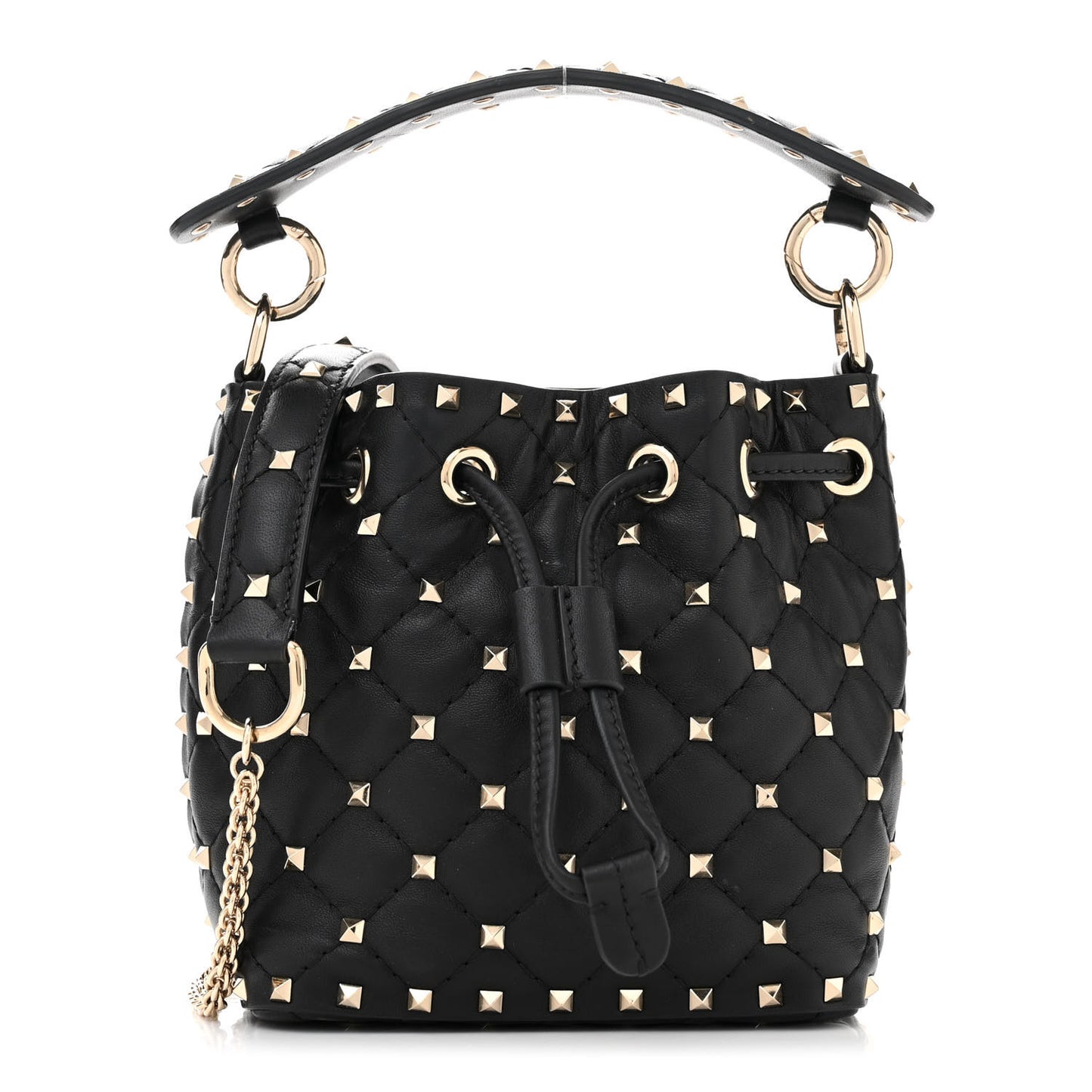 Nappa Mini Rockstud Spike Bucket Bag Black
