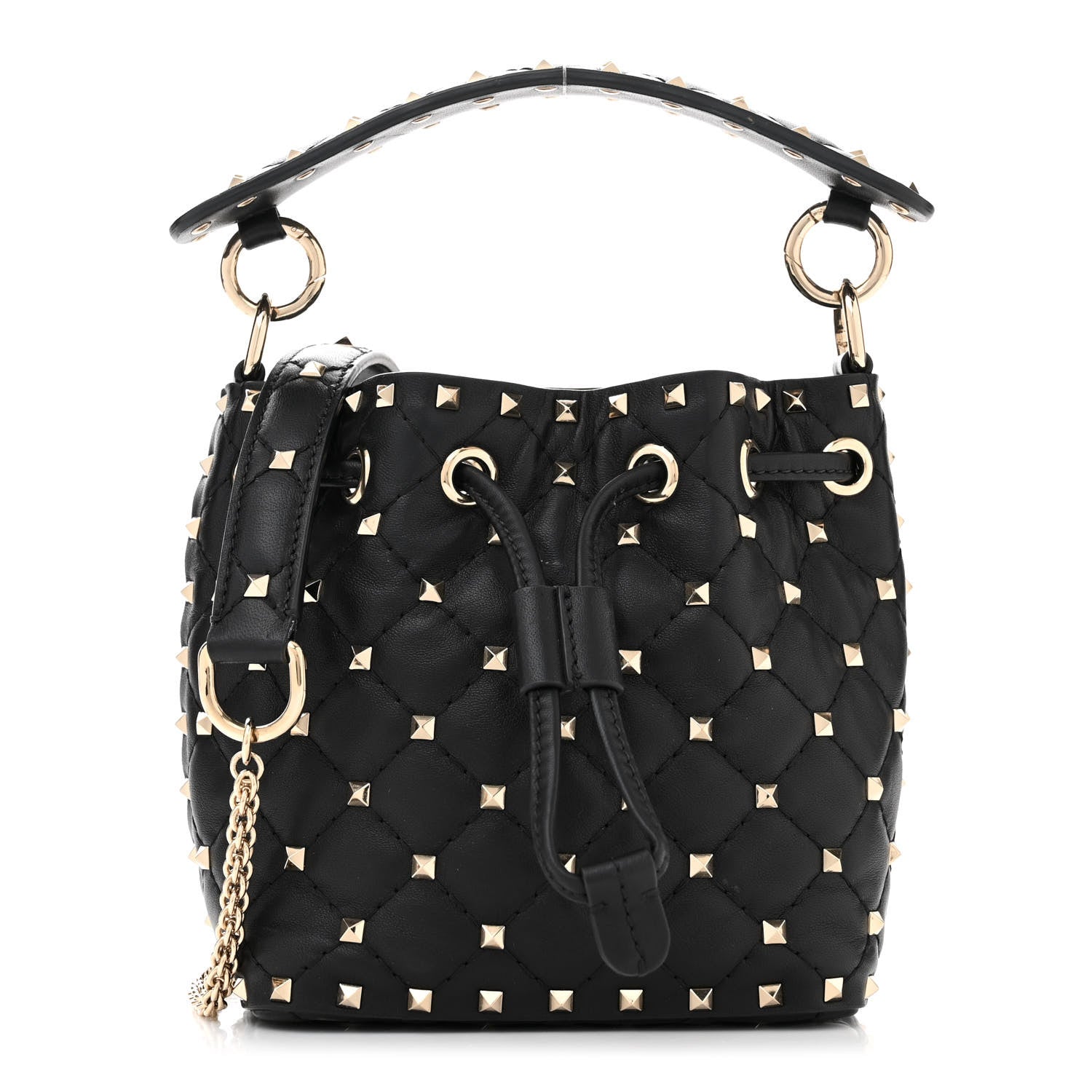 Valentino Garavani Nappa Mini Rockstud Spike Bucket Bag Black 1 of 9