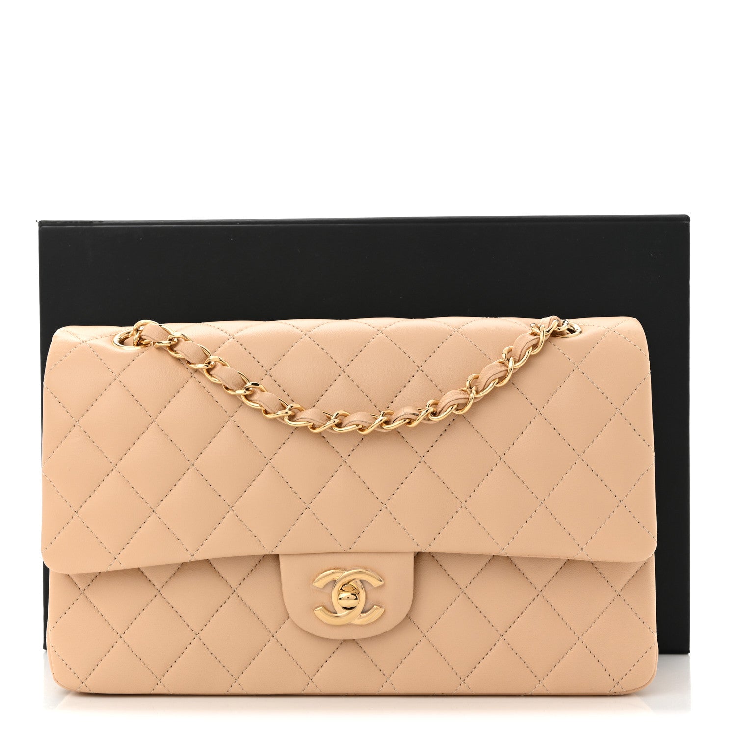 Chanel Lambskin Quilted Medium Double Flap Beige 12 of 12