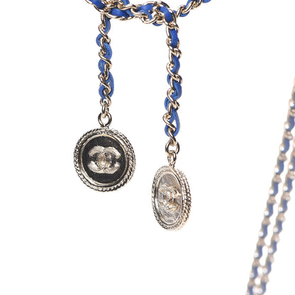 Chanel Metal Lambskin CC Chain Link Necklace Gold Blue 4 of 6