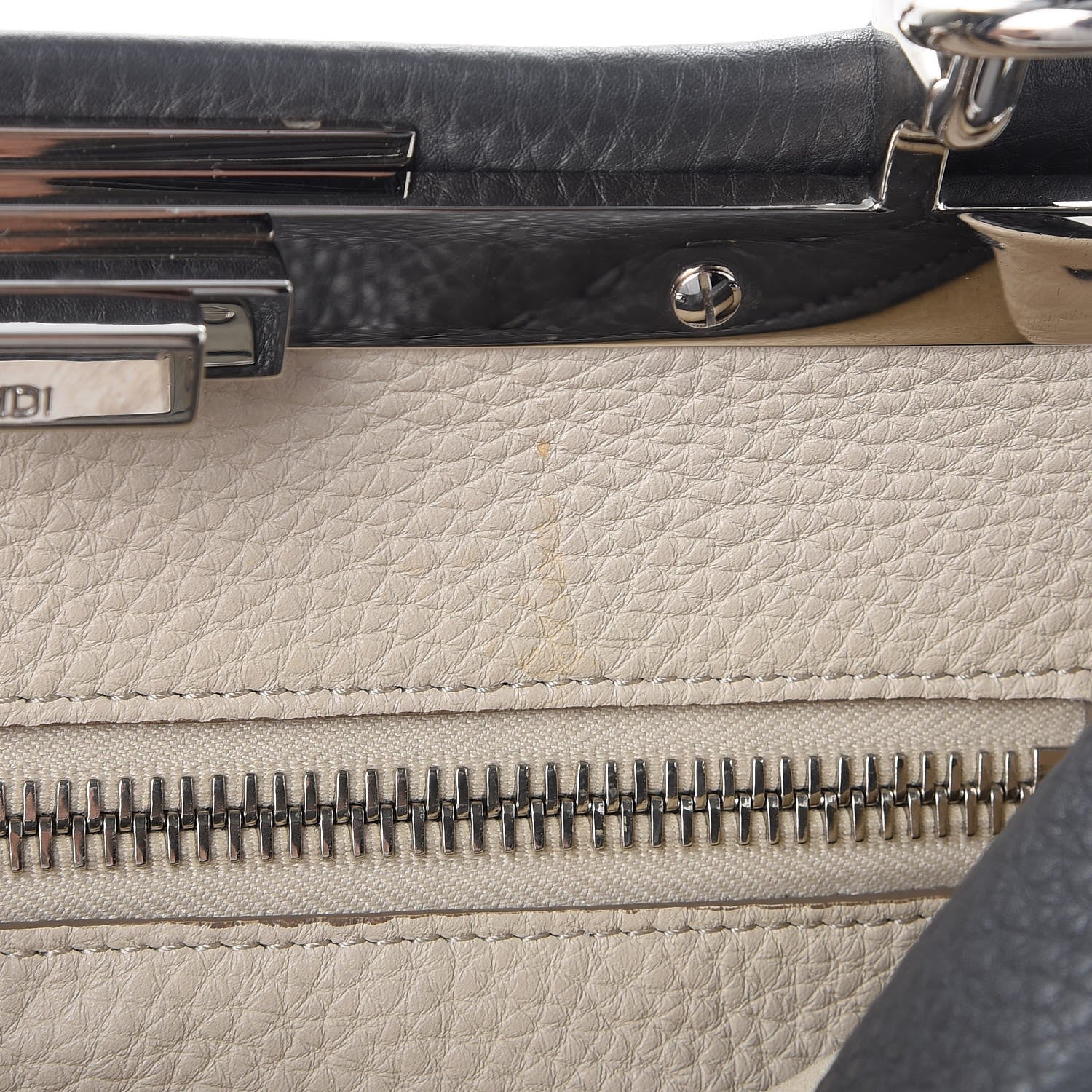 Fendi Cuoio Romano Selleria Bi-Color Medium Peekaboo Iconic Satchel Asfalto Latte 10 of 11