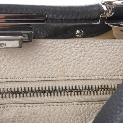 Fendi Cuoio Romano Selleria Bi-Color Medium Peekaboo Iconic Satchel Asfalto Latte 10 of 11