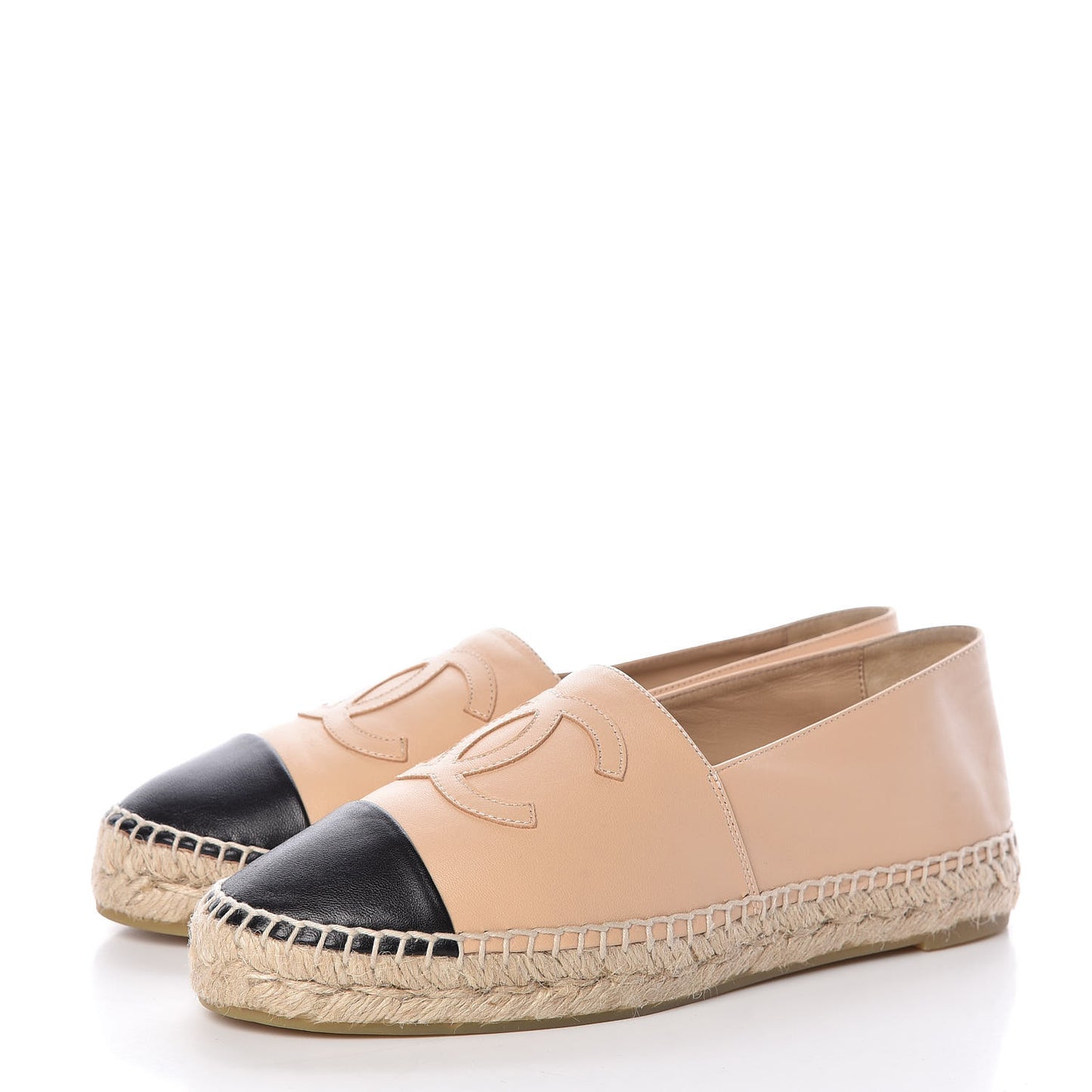 Lambskin CC Espadrilles 38 Beige Black