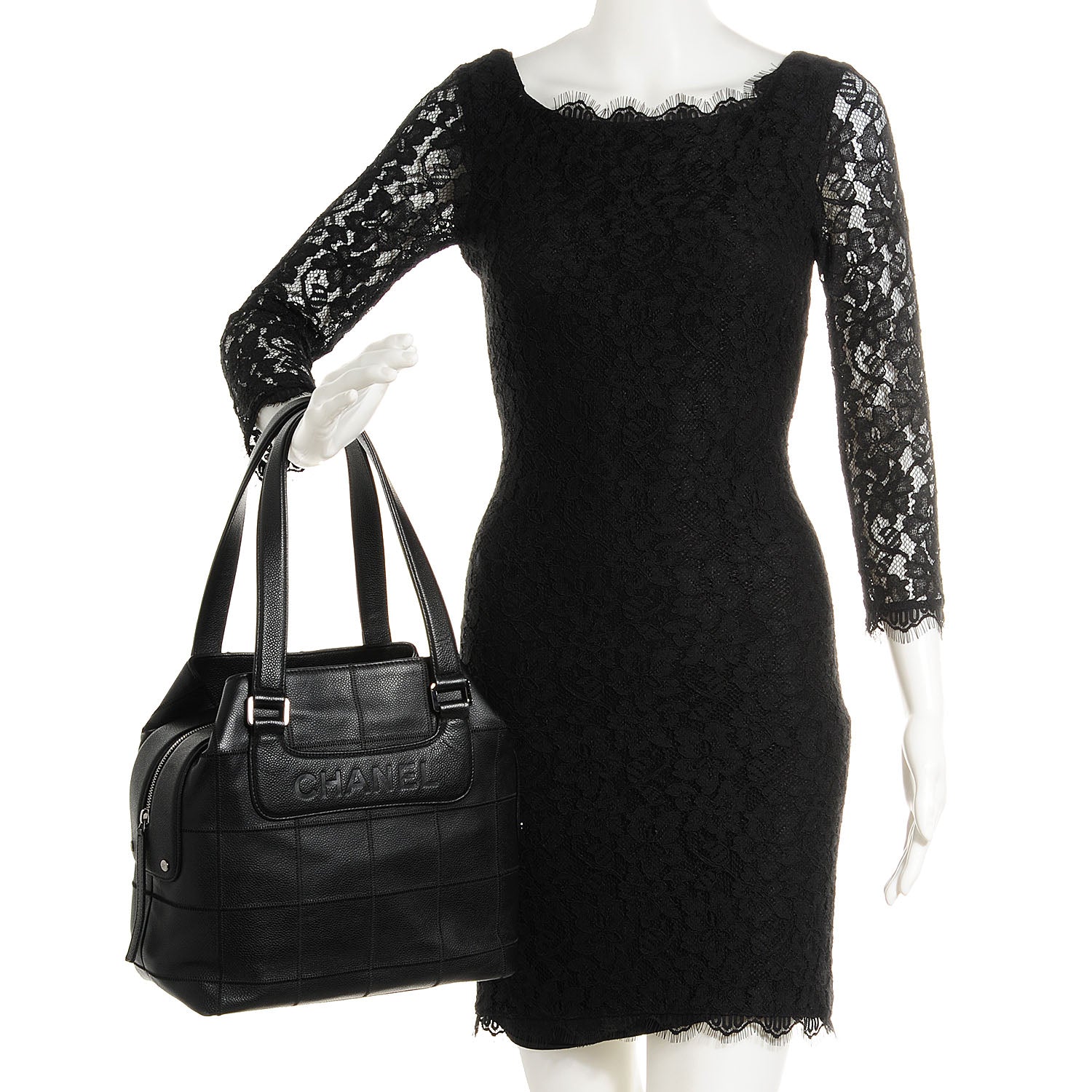 Chanel Caviar Square Stitched Large Tote Black 2 of 7