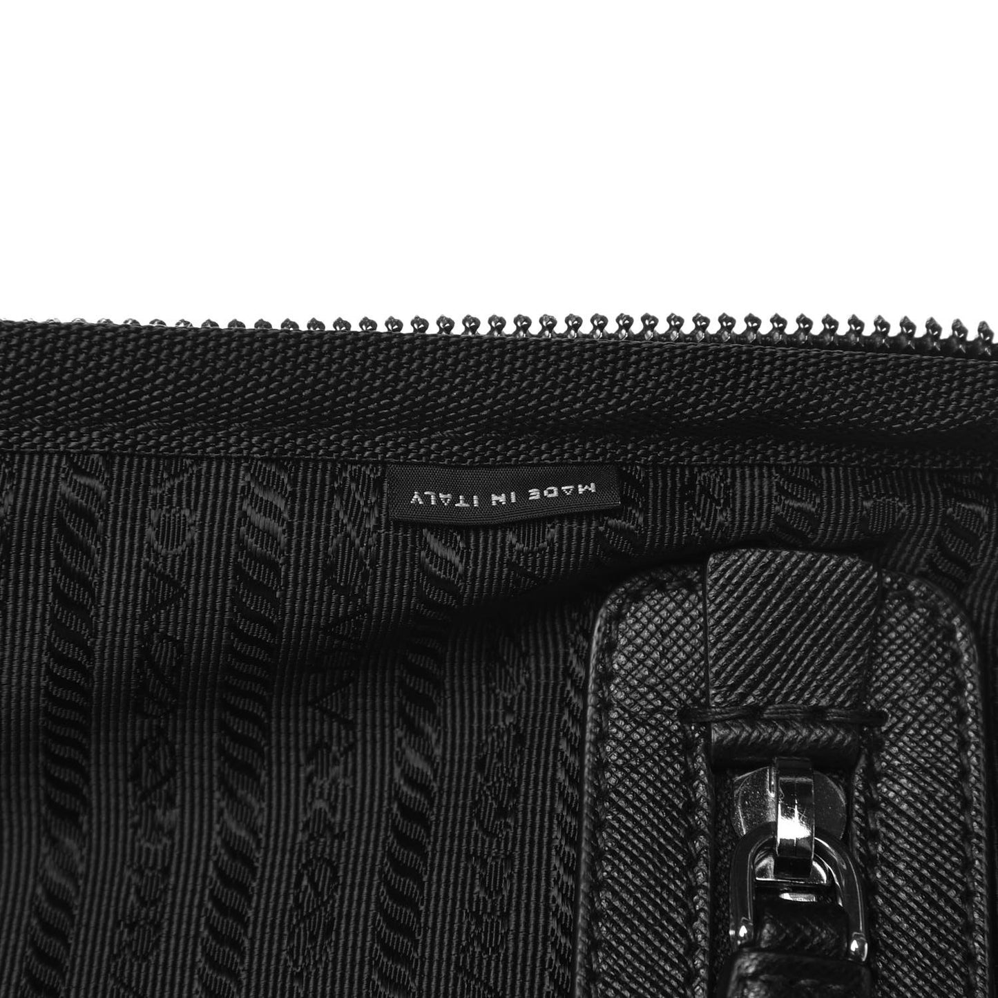 Tessuto Nylon Saffiano Trolley Luggage Black