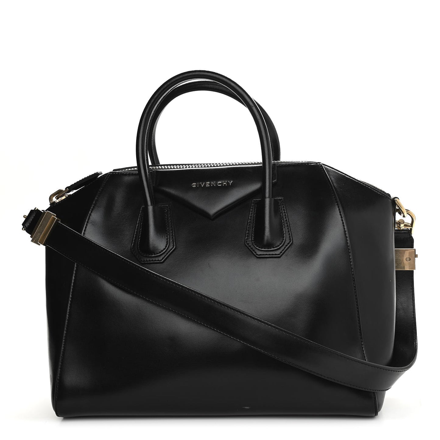 Shiny Lord Calfskin Medium Antigona Black