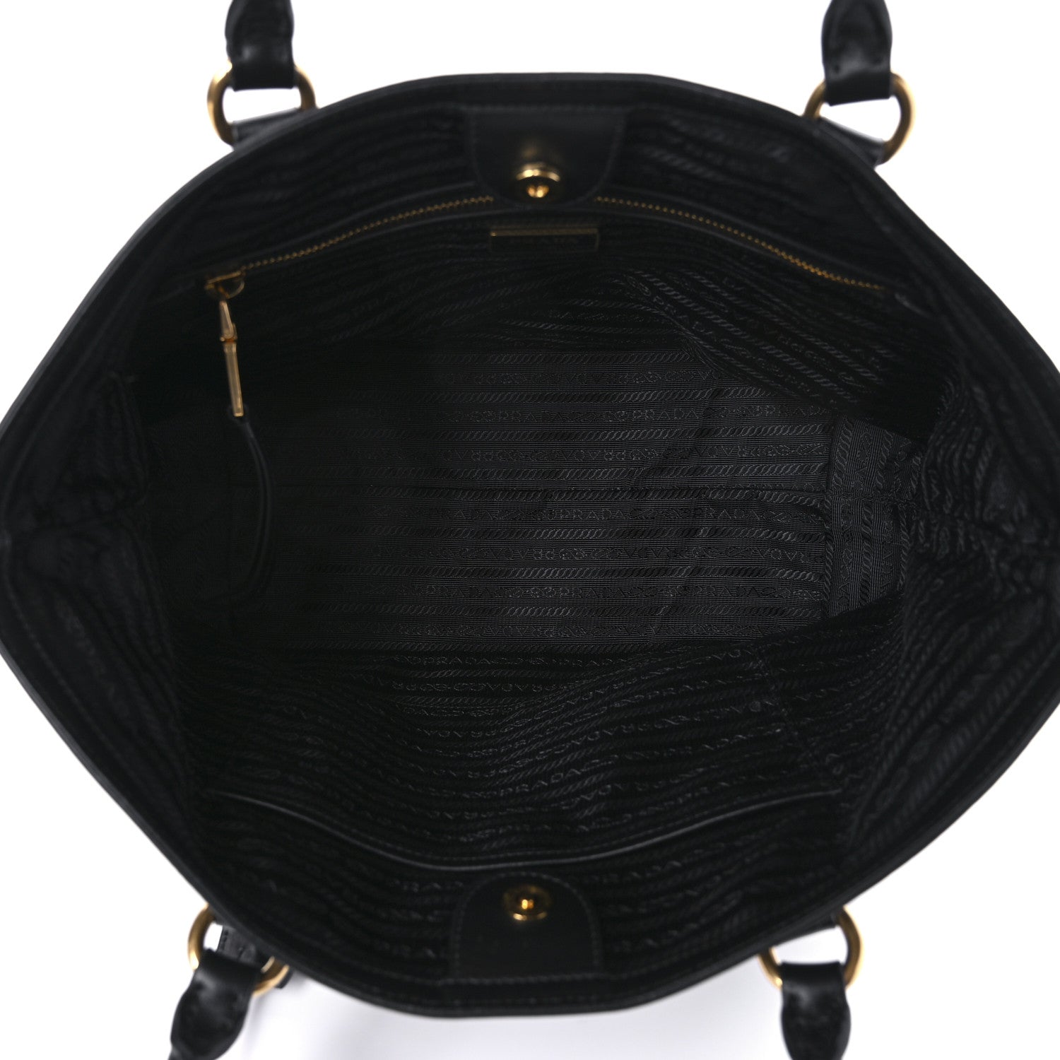Prada Tessuto Nylon Soft Calf Shopping Tote Black 4 of 8