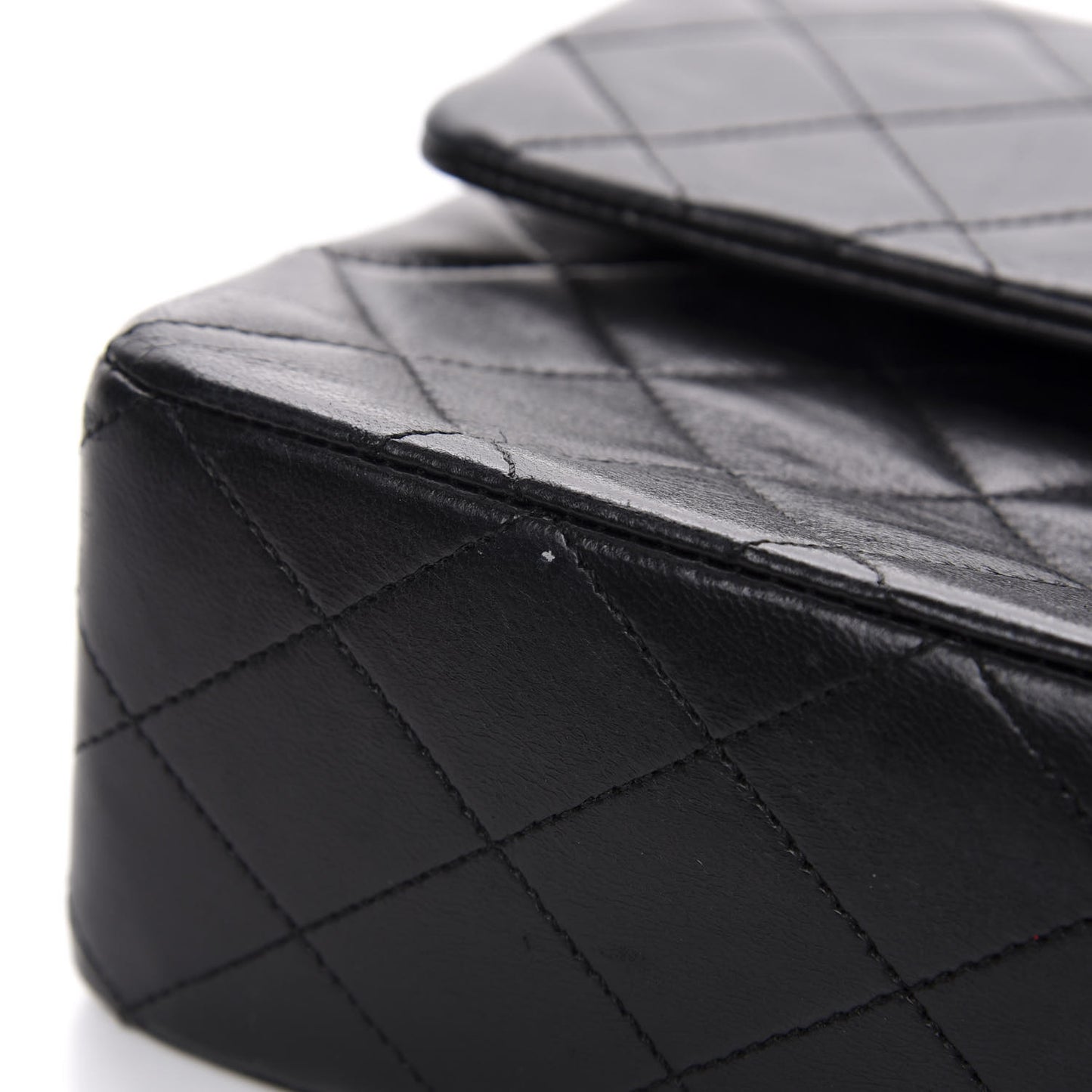 Lambskin Quilted Medium Double Flap Black
