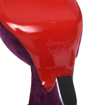 Christian Louboutin Veau Velours Aketi 100 Ankle Strap Wedge 36.5 Merlot 6 of 8