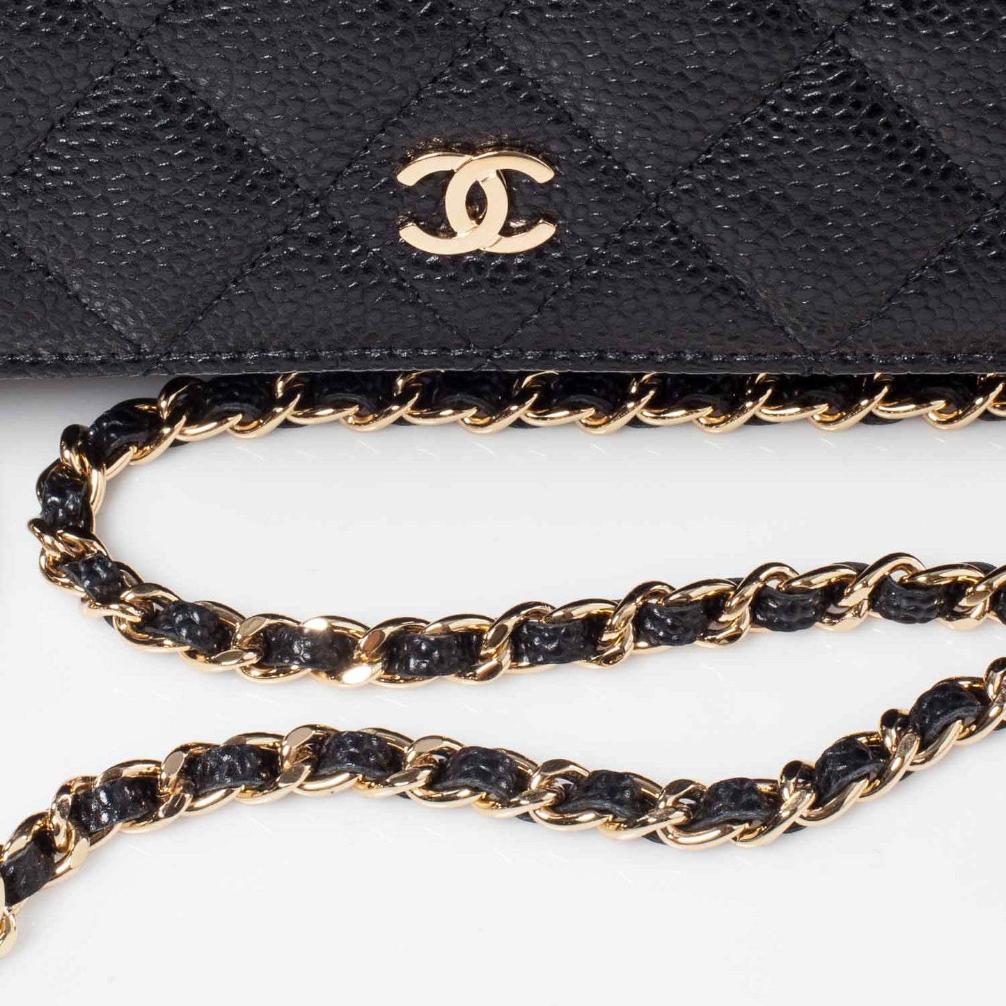 Caviar Quilted Wallet On Chain WOC Black
