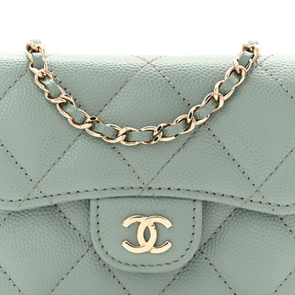 Chanel Caviar Quilted Flap Card Holder On Chain Light Green 9 of 11