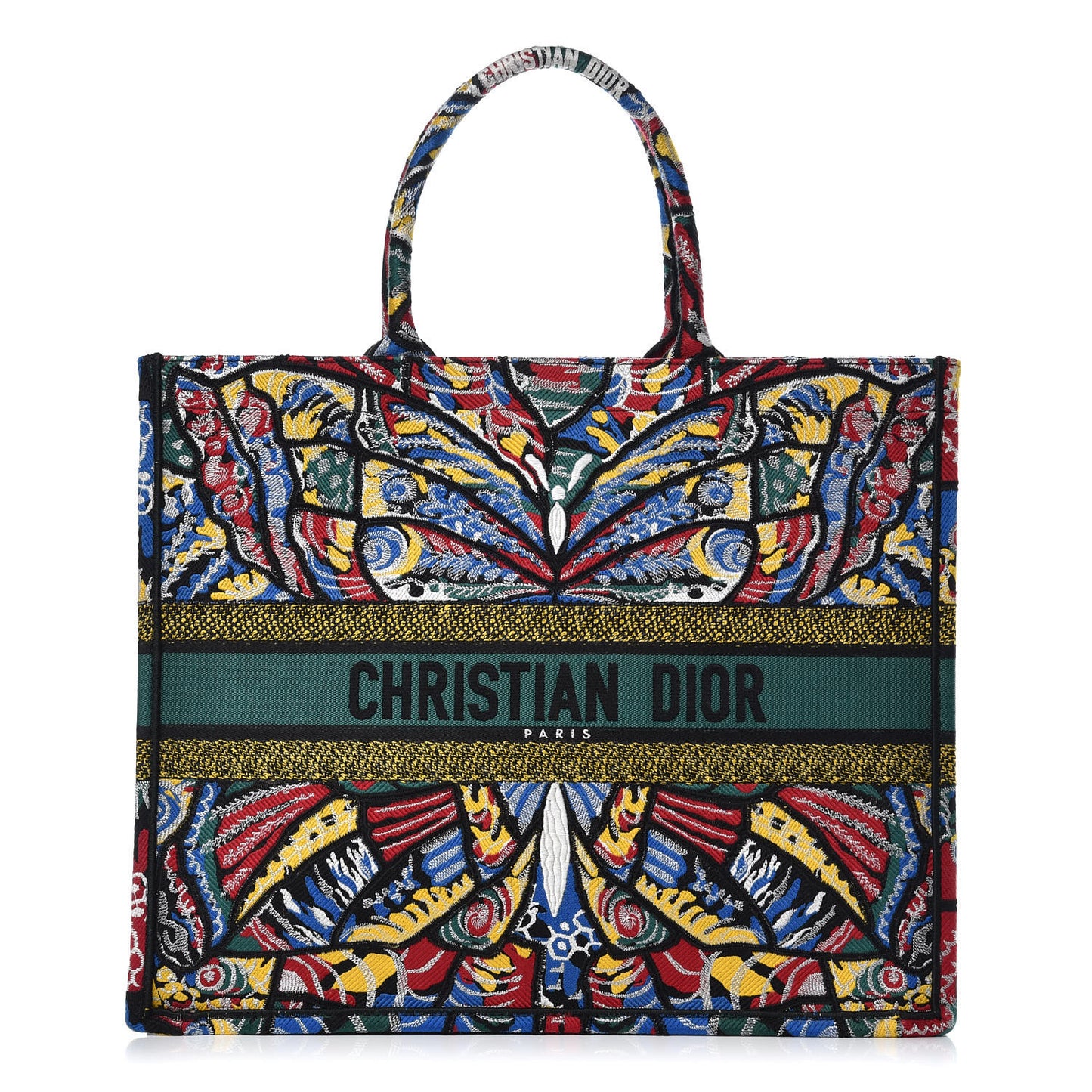 Canvas Embroidered Butterfly Book Tote Black Multicolor