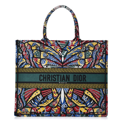 Christian Dior Canvas Embroidered Butterfly Book Tote Black Multicolor 1 of 8