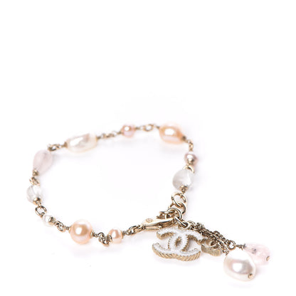 Chanel Enamel Pearl Beaded CC Bracelet Pink 1 of 5
