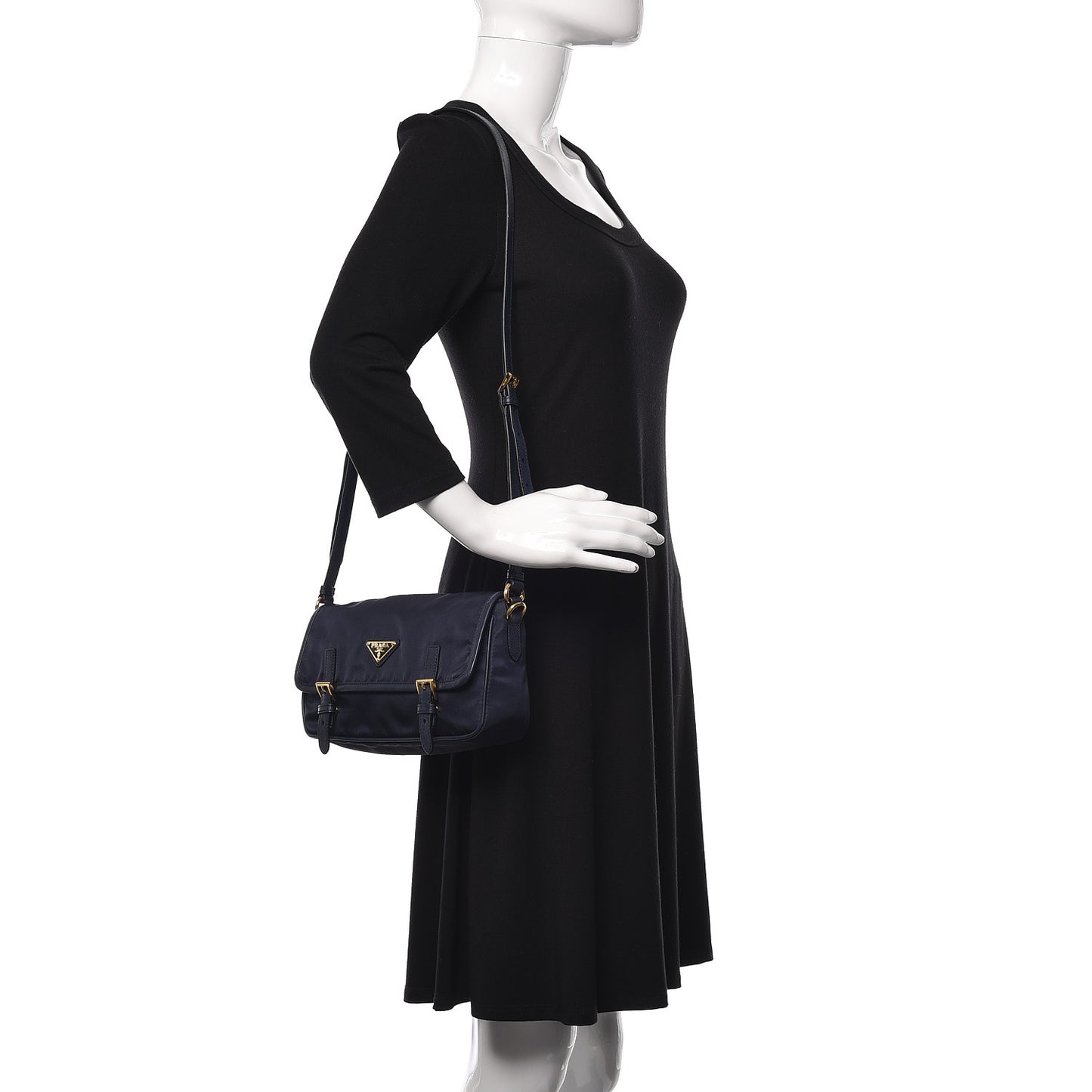 Tessuto Nylon Saffiano Small Messenger Bag Blue