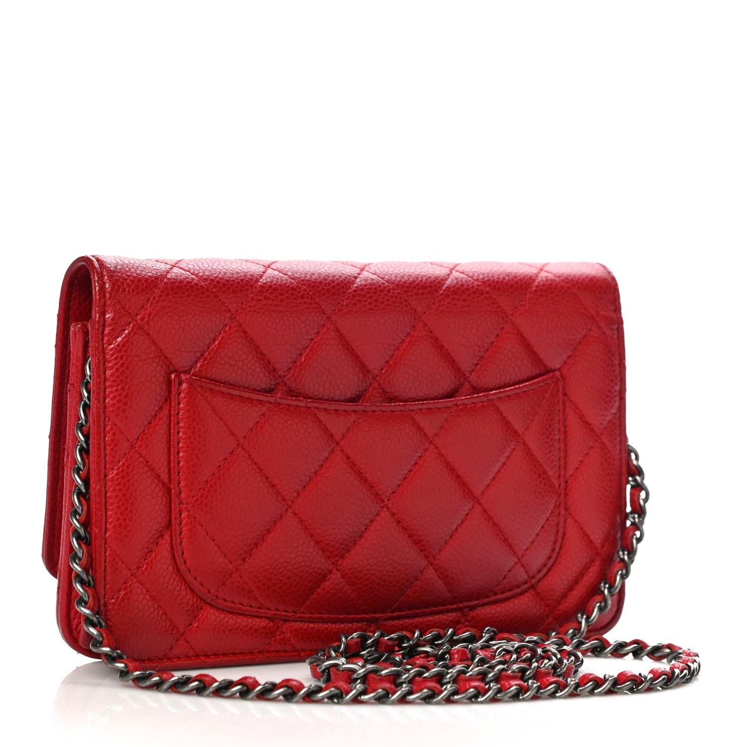Chanel Caviar Quilted Wallet On Chain WOC Red 3 of 14