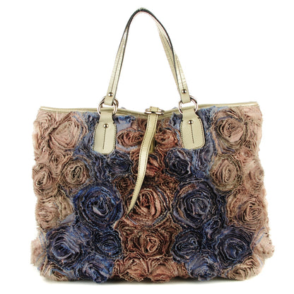 Valentino Garavani Silk Rosier Tote Violet Cream 1 of 8