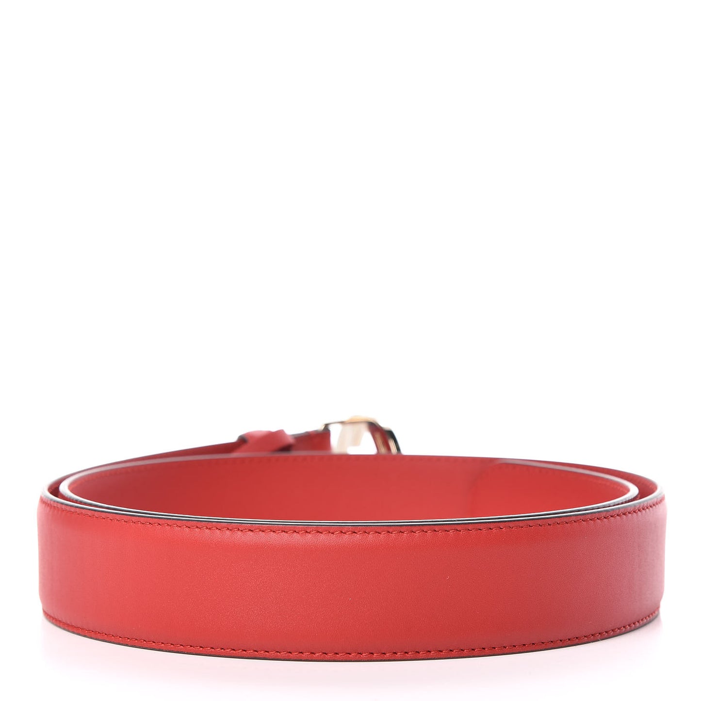 Moon Calfskin Interlocking G 37mm Belt 95 38 Vibrant Red