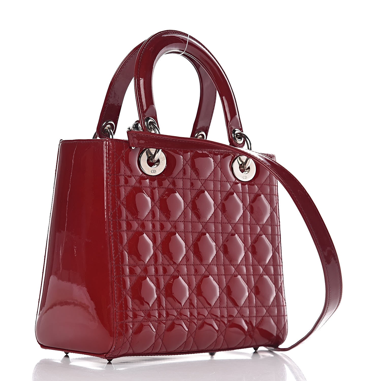 Christian Dior Patent Cannage Medium Lady Dior Red 3 of 10
