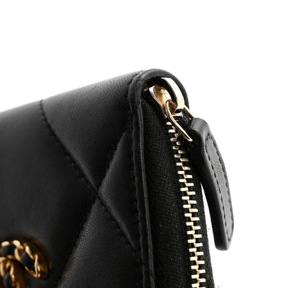 Chanel Lambskin Quilted Chanel 19 Zip Around Coin Purse Wallet Black 9 of 9