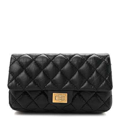 Chanel Aged Calfskin Quilted 2.55 Reissue Flap Belt Bag Clutch Black 1 of 11