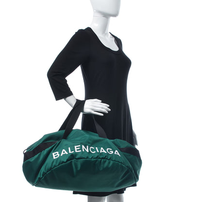 Balenciaga Textured Sport Nylon Logo Embroidered S Wheel Gym Bag Vert Emeraude 2 of 7