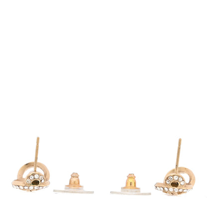 Chanel Crystal CC Double Hoop Earrings Gold 3 of 4