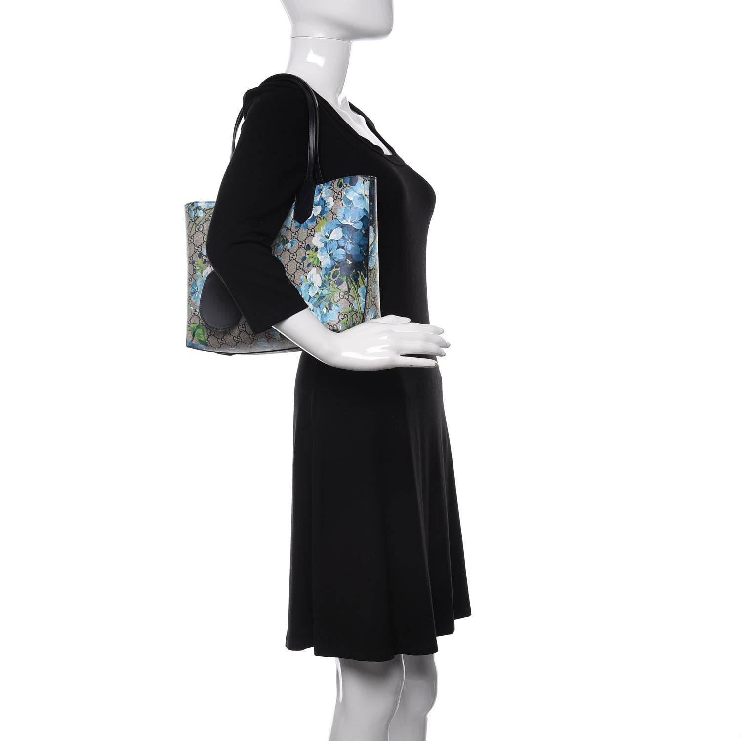 Gucci GG Supreme Monogram Blooms Small Reversible Tote Beige Blue Navy 2 of 9