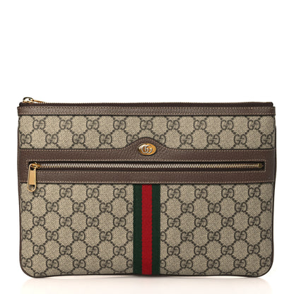 Gucci GG Supreme Monogram Large Ophidia Pouch Clutch Brown 1 of 10
