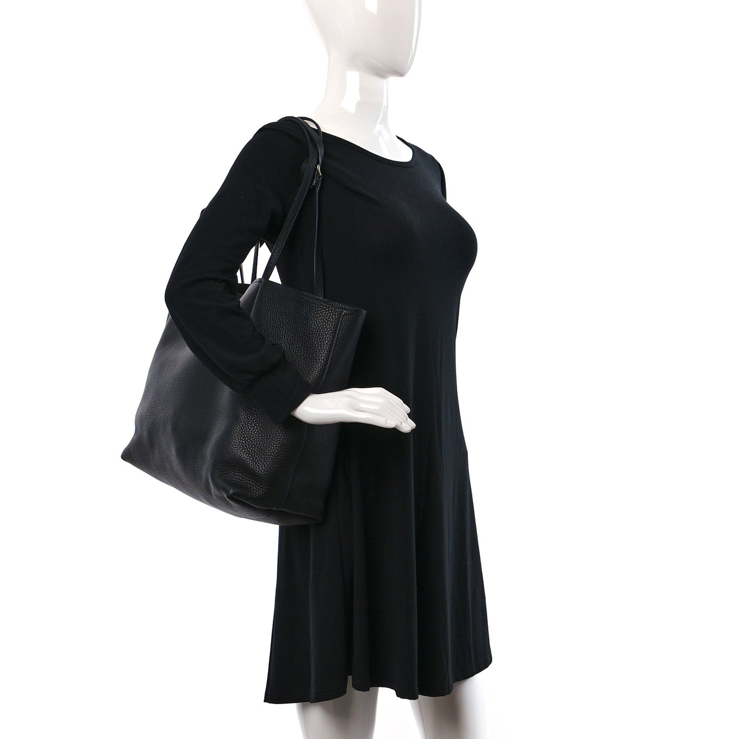 Vitello Daino Small Concept Shopper Tote Black Astrale