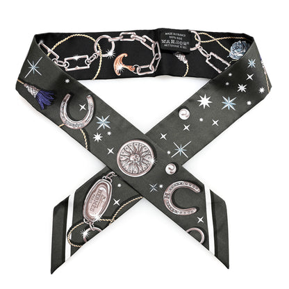 Hermes Silk C'est la Fete Twilly Kaki Fonce White Black 1 of 4