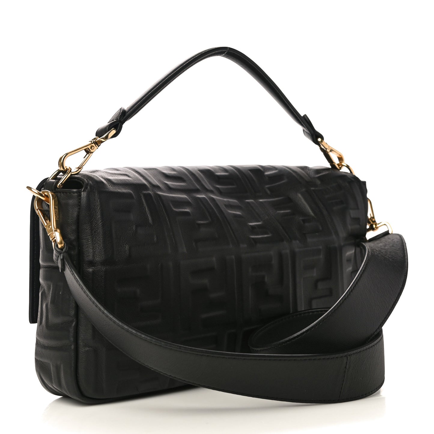 Nappa FF 1974 Embossed Large Baguette Black