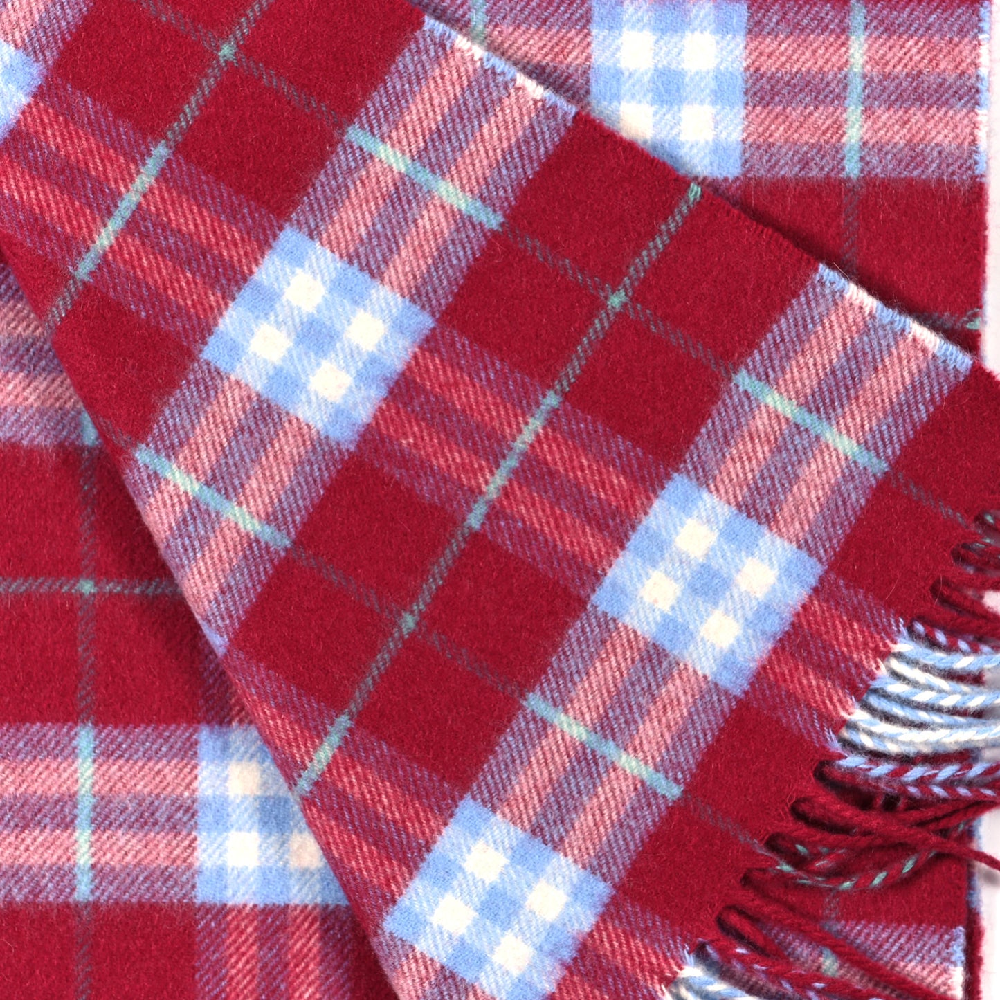Cashmere Vintage Check Scarf Damson Pink