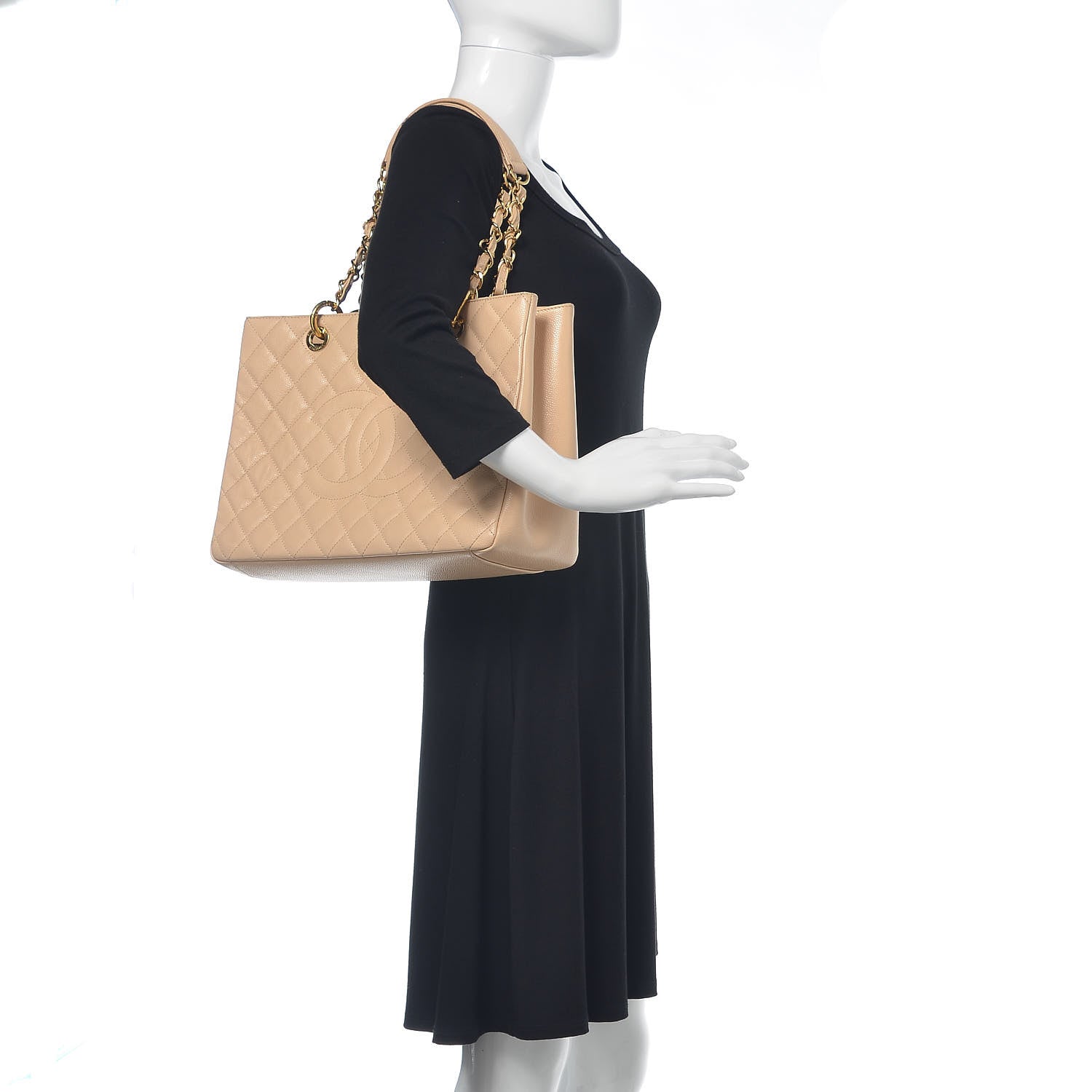 Chanel Caviar Quilted Grand Shopping Tote GST Beige Clair 2 of 7