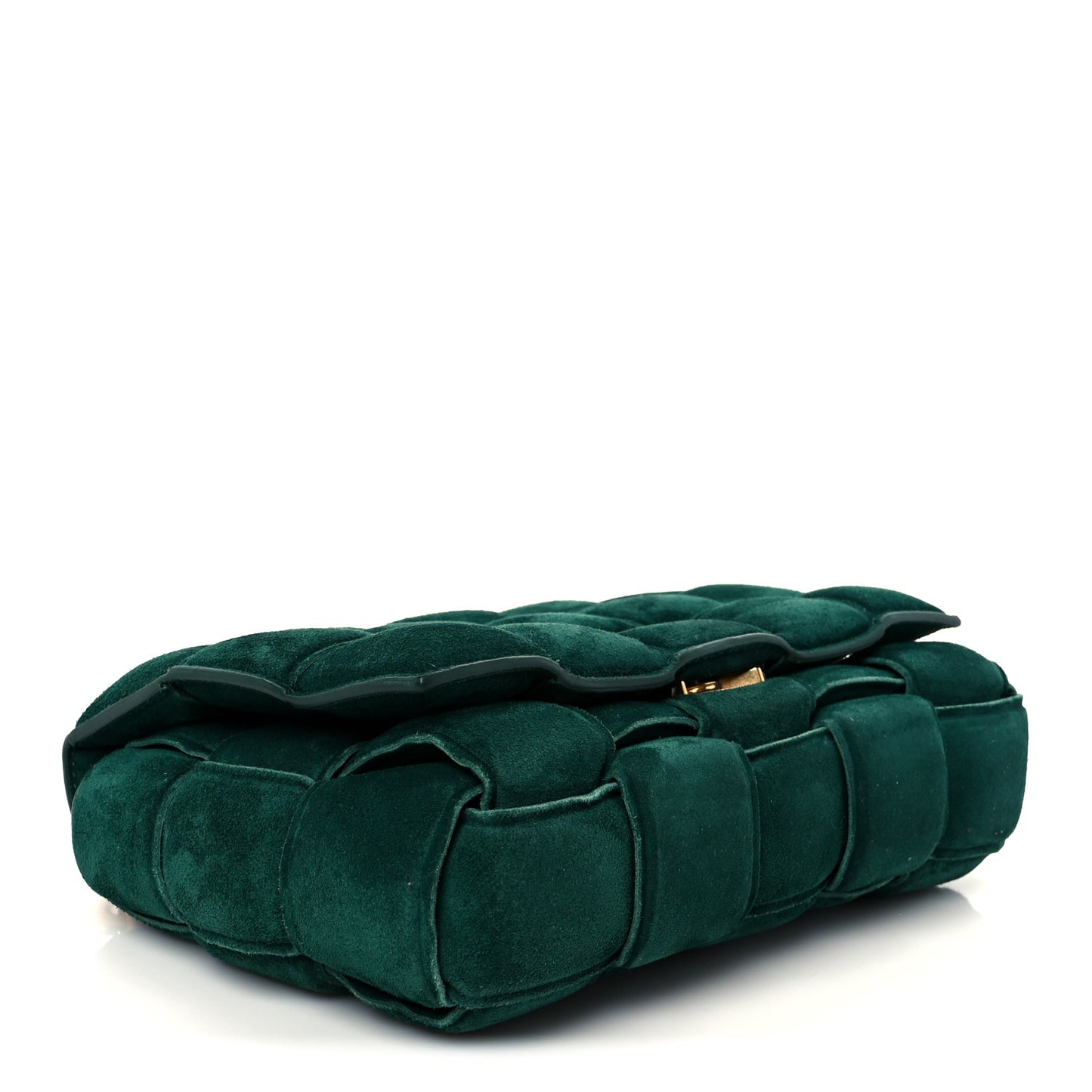 Suede Maxi Intrecciato Padded Chain Cassette Crossbody Bag Emerald Green