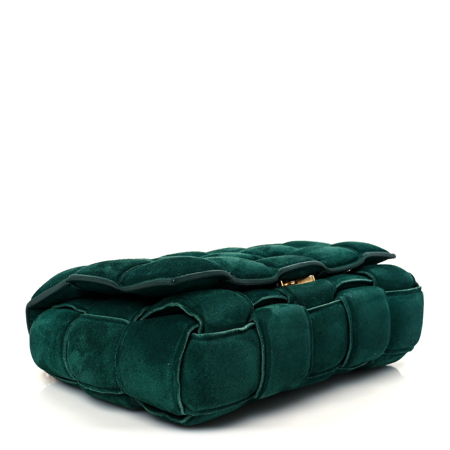 Bottega Veneta Suede Maxi Intrecciato Padded Chain Cassette Crossbody Bag Emerald Green 4 of 12