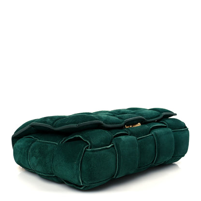Bottega Veneta Suede Maxi Intrecciato Padded Chain Cassette Crossbody Bag Emerald Green 4 of 12