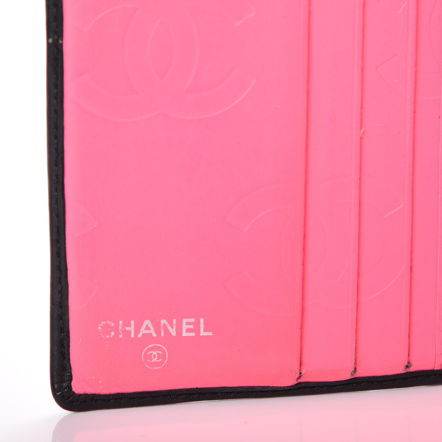 Calfskin Quilted Cambon Bi-fold Wallet Black White