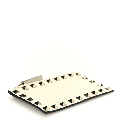 Valentino Garavani Calfskin Rockstud Coin Case Card Holder Light Ivory 4 of 7
