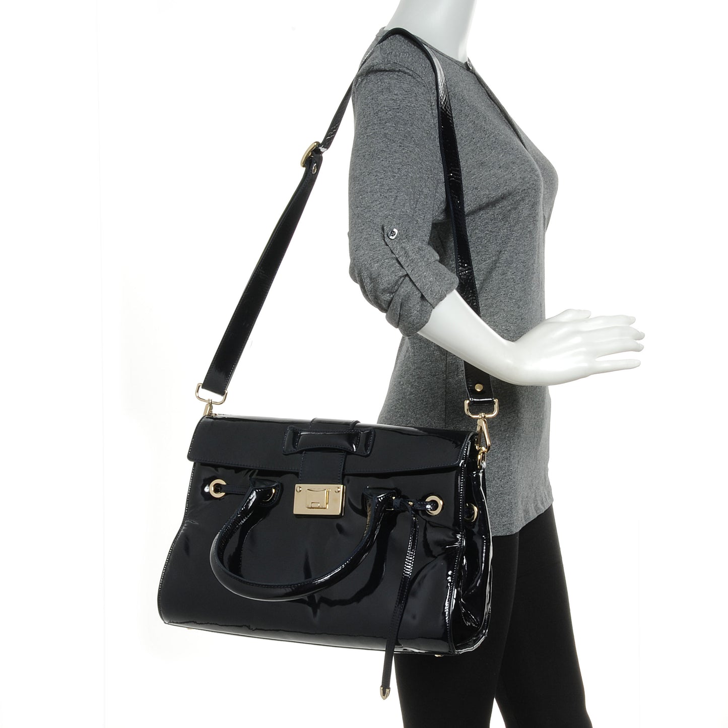Patent Large Rosalie Satchel Navy