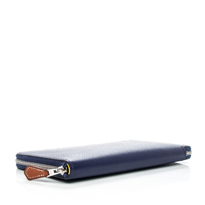 Hermes Epsom Silk'In Wallet Bleu Saphir Fauve Lime 4 of 7