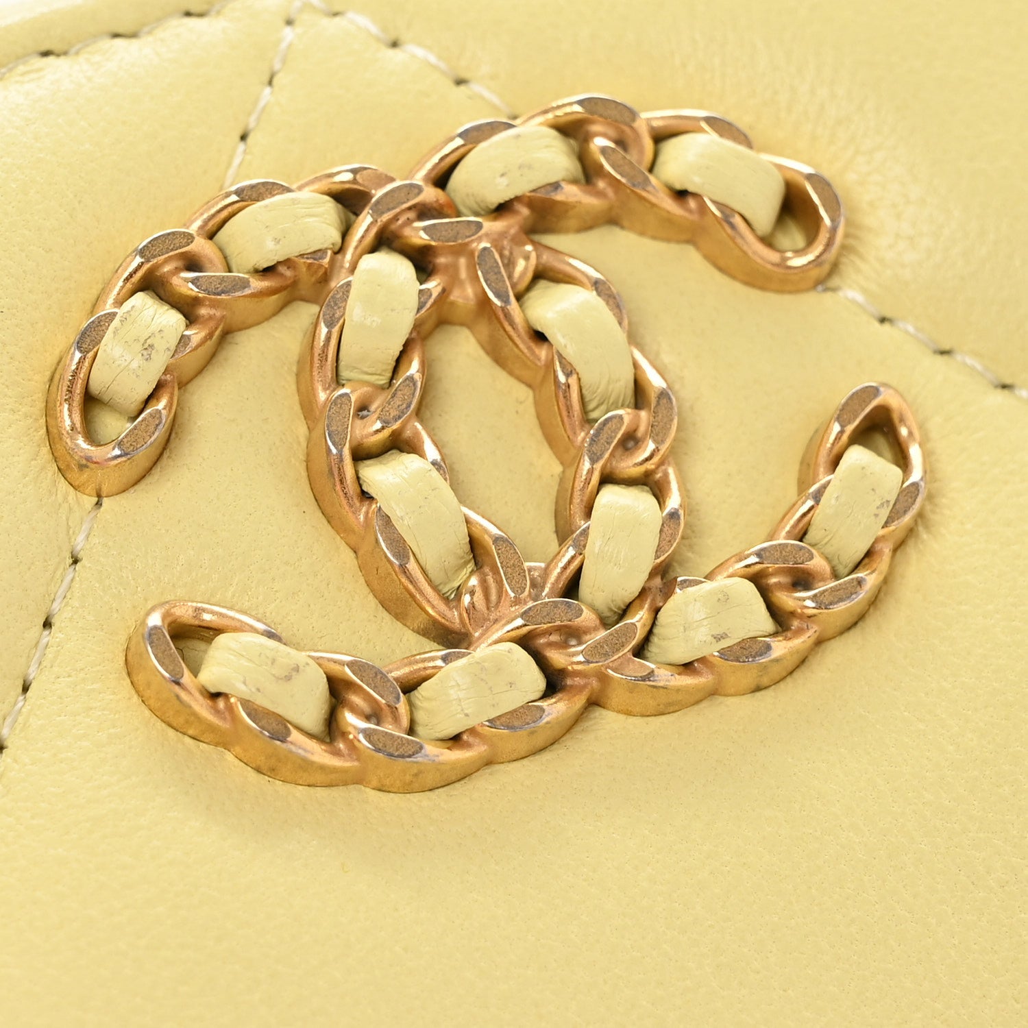 Chanel Lambskin Quilted Chanel 19 Zip Around Coin Purse Wallet Yellow 9 of 10