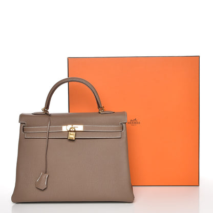 Hermes Togo Kelly Retourne 35 Etoupe 34 of 34