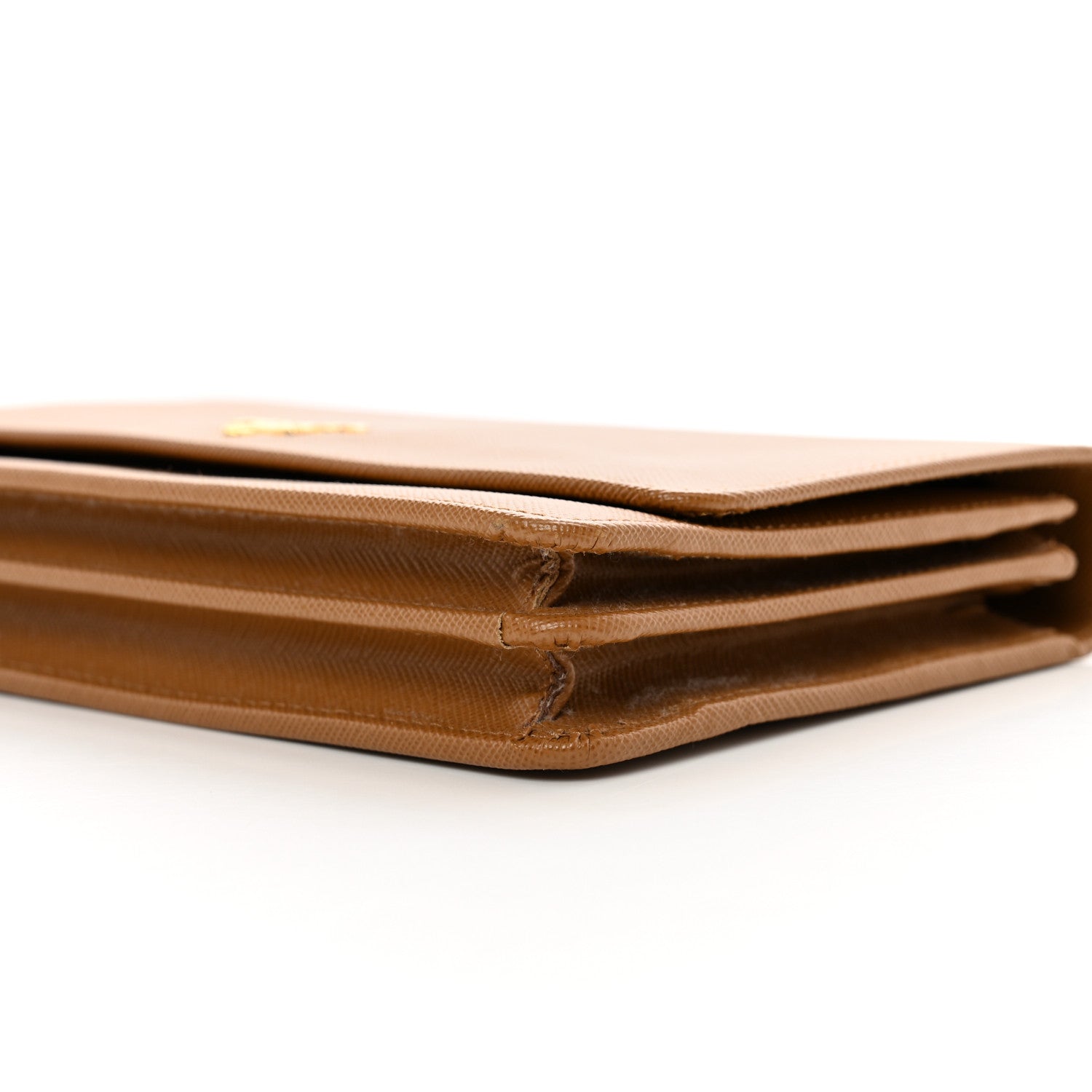 Prada Saffiano Metal Flap Wallet With Strap Caramel 9 of 11